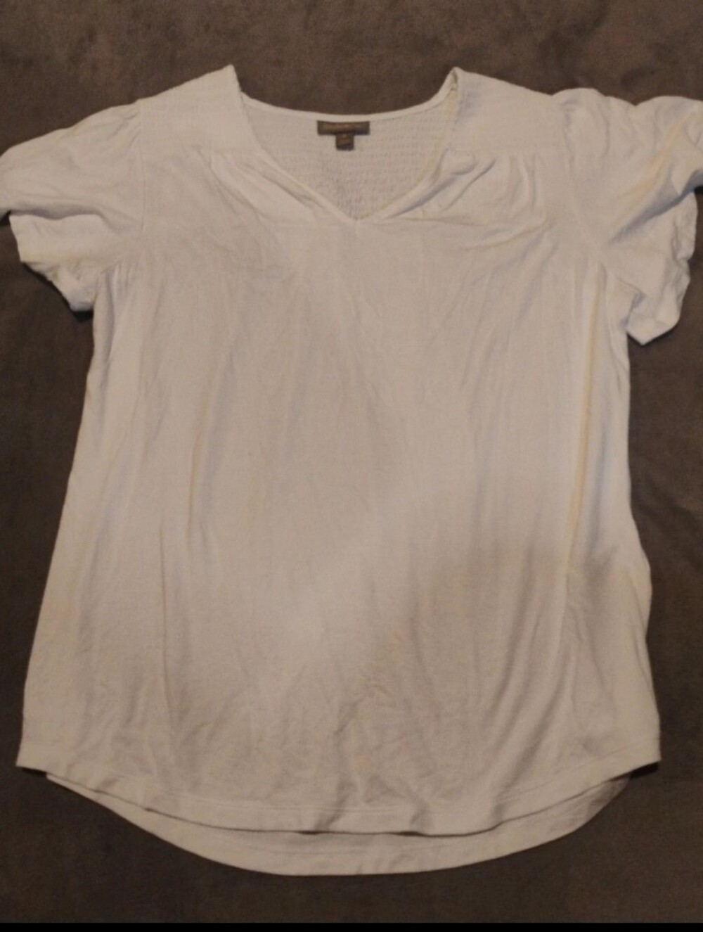 Style & Co White V-Neck Flutter Sleeve Top - M